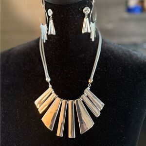 Elegant Silver Necklace and 2 Earring Sets